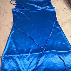 Sleek Blue Satin Dress
